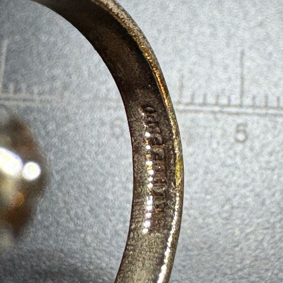 Silver tone blue and clear stones ring sz 6 - Picture 10 of 16